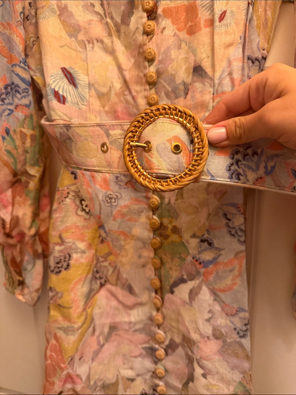 Zimmermann Floral Pastel Belted Mini Dress - Picture 4 of 5